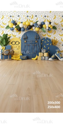 Tło fotograficzne „Banana party – niebiesko-żółta aranżacja dziecięca” | UB_815